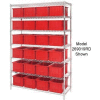 Global Industrial™ Chrome Wire Shelving With 36 3"H Grid Container Red, 60x24x63