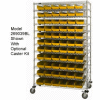 Global Industrial Chrome Wire Shelving with 140 4"H Plastic Shelf Bins Yellow, 72x24x74