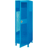 Global Industrial™ 1 Door Security Locker w / Footlocker & Legs, 24"Lx18"Dx76"H, bleu, entièrement soudé