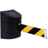 Tensabarrier®Warehouse Barrière de ceinture rétractable, ceinture 24' noir/jaune, montage en rack, étui noir