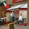 Vinyl Side Wall Curtain Set Red For Smoking and Sidewalk Shelter