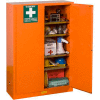 Justrite® Cabinet de préparation aux situations d’urgence W/PowerPort, 65"Wx43"Dx18"H, Orange, Assemblé