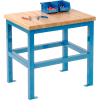 Stand d’atelier standard de rite bâti, bord carré du bloc de boucherie en érable, 18"L x 24"P x 24"H, bleu