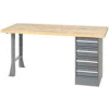 Global Industrial™ 96 x 30 Pedestal Workbench - 4 tiroirs et jambe ouverte, Maple Square Edge Gray