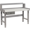 Global Industrial Workbench w/ Laminate Square Edge Top, Drawer & Riser, 60"W x 36"D, Gray