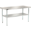 Global Industrial™ 430 Table en acier inoxydable, 36 x 24 », sous étagère