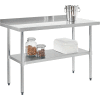 Global Industrial™ 430 Table en acier inoxydable, 30 x 24 », sous étagère, dosseret 2 »
