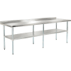 Global Industrial™ 430 Table en acier inoxydable, 96 x 30 », sous étagère, dosseret 2 »