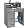 Global Industrial Premium Pedestal Shop Desk With 4 Drawers & Shelf 38"W x 29"D x 51"H - Gray