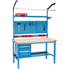 Global Industrial™ 60"W x 30"D Production Workbench - Banc complet Maple Square Edge - Bleu