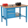 Global Industrial™ 48 x 30 Production Workbench - Bord de la place de Top Shop - Dessinateurs et Étagère - Bleu