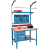 Global Industrial™ 48"W x 30"D Production Workbench - Banc complet Maple Square Edge - Bleu