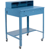 Global Industrial™ Flat Surfaced Mobile Shop Desk w / Pigeonhole Riser, 34-1/2"W x 30"D, Bleu