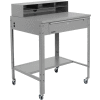 Global Industrial™ Flat Mobile Shop Desk w / Pigeonhole Riser, 34-1/2"W x 30"D, Gray