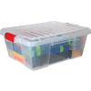 Quantum Heavy-Duty Latch Container with Lid 21"Lx15-7/8"x7-3/4"H Clear Price Each - Qté par paquet : 6
