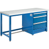 Global Industrial™ 72"W x 30"D Modular Workbench with 3 Drawers, ESD Laminate Safety Edge, Blue