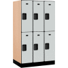 Salsbury 2-Tier 6 Door Designer Wood Locker, 36 « L x 21 » P x 64 » H, gris, partiellement assemblé