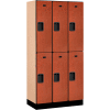Salsbury 2-Tier 6 Door Designer Wood Locker, 36"L x 18"P x 76"H, Cerisier, Partiellement assemblé