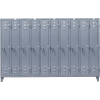 StrongHold® Single Tier 10 Door Welded Slim-Line Locker, 122"Wx18"Dx78"H, Gray, Assembled