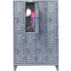 StrongHold® Double Tier 8 Door Welded Slim-Line Locker, 50"Wx18"Dx78"H, Gray, Assembled