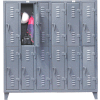 StrongHold® 2-Tier 12 Door Slim-Line Locker, 74"W x 18"D x 78"H, Gray, All-Welded