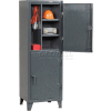 StrongHold® Double Tier 2 Door Welded Personnel Locker, 26"Wx24"Dx78"H, Gray, Assembled