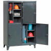 StrongHold® 2-Tier 4 Door Personnel Locker, 50"W x 24"D x 78"H, Gray, All-Welded