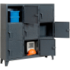 StrongHold® Triple Tier 9 Door Welded Personnel Locker, 62"Wx18"Dx68"H, Gray, Assembled