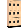 Casier en bois Salsbury 3-Tier 9 Door Design, 36 » L x 15"P x 76"H, érable, partiellement assemblé