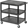 Luxor® Plastic Utility Cart, 3 Shelf, 24"Lx18"Wx34"H, Black