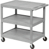 Chariot utilitaire en plastique louxor avec 3 étagères, 300 lb. Capacité, 24"L x 18"L x 34"H, Gris