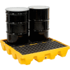 Eagle 1645 4 Drum Low Profile Spill Containment Pallet - Yellow with Drain