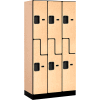 Casier en bois de designer 2 niveaux 6 portes Salsbury Z-Style, 36 po L x 18 po P x 76 po H, érable, partiellement assemblé