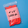 Reclosable Poly Bags W/ Write On Label, 4"W x 6"L, 2 Mil, Clear, 1000/Pack