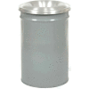 Justrite Cease-Fire® Steel Round Trash Can W/Funnel Lid, 55 Gallon, Gray
