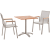 Ensemble de salle à manger en plein air industriel mondial, table carrée en™ bois de teck de 27-1/2 po et fauteuils à élingue 4