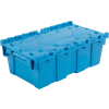 Global Industrial™ Plastic Attached Lid Shipping and Storage Container 19-5/8x11-7/8x7 Bleu