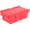 Global Industrial Plastic Attached Lid Shipping and Storage Container 19-5/8x11-7/8x7 Red