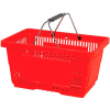 Panier à provisions en plastique rouge VersaCart® 28 litres avec du plastique noir poignées poignée du fil - Qté par paquet : 12