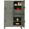 StrongHold® 2-Tier 2 Door Standard Locker w/4 Drawers, 26"Wx24"Dx72"H, Gray, All-Welded