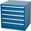 Global Industrial™ Modular Drawer Cabinet, 5 Tiroirs, w/Lock, 30"Wx27"Dx29-1/2"H, Bleu