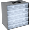 Rack de boîte à compartiments en acier Durham 13-1/2 x 9-1/8 x 13-1/4 avec 5 boîtes en plastique de 24 compartiments