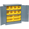 Global Industrial Locking Storage Cabinet w/ 12 Yellow Bins, 120 lbs. Weight, 36"W x 18"D x 42"H
