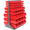 Global Industrial™ Mobile Floor Rack w / 48 (C), 24 (D), 24 (F) Red Bins, 36 « L x 25-1/2 « P x 55 « H