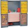 Security Work Center & Storage Cabinet With Peboards, 8 Drawers & 64 Yellow Bins