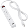 Global Industrial 12" 5+1 Outlet Strip & Surge Protector w/USB Ports, 900 Joules, 6' Cord, WHT