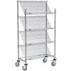 Slant Wire Shelving Truck - 4 Shelves With Brakes - 48"W x 24"D x 69"H