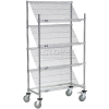 Nexel® Slant Wire Shelving Truck w/4 Shelves & Brakes, 48"L x 18"W x 69"H