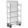 Nexel® Slant Wire Shelving Truck w/4 Shelves & Dolly Base, 48"L x 24"W x 70"H
