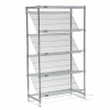 Nexel® Chrome, 5 Tier, Slant Wire Shelving, Starter Unit, 48"W x 18"D x 74"H